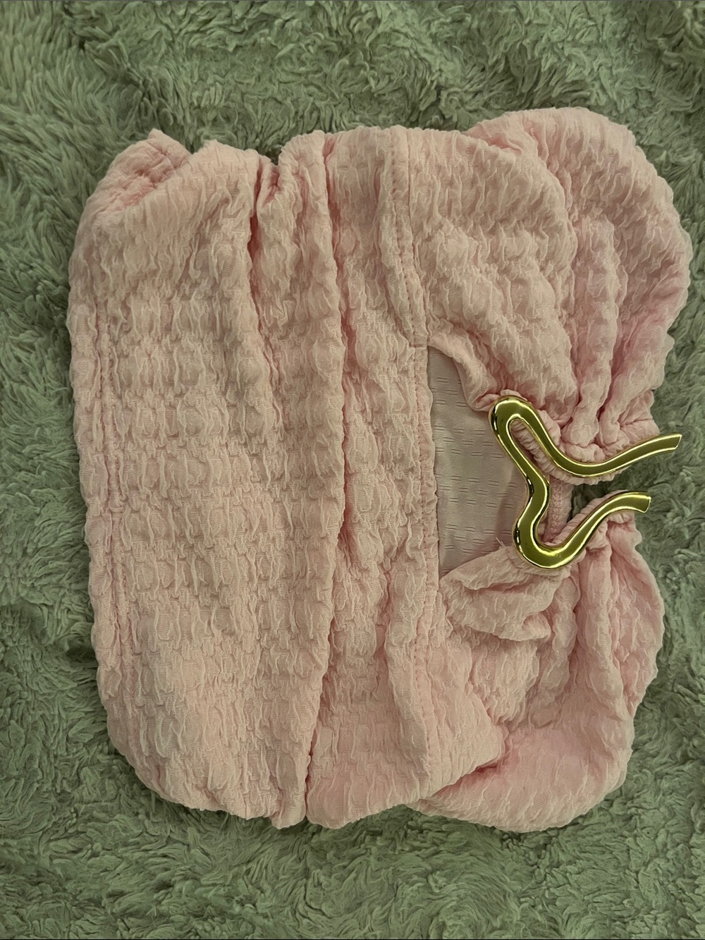 SHEIN Light Pink Textured Top with Elastic Band